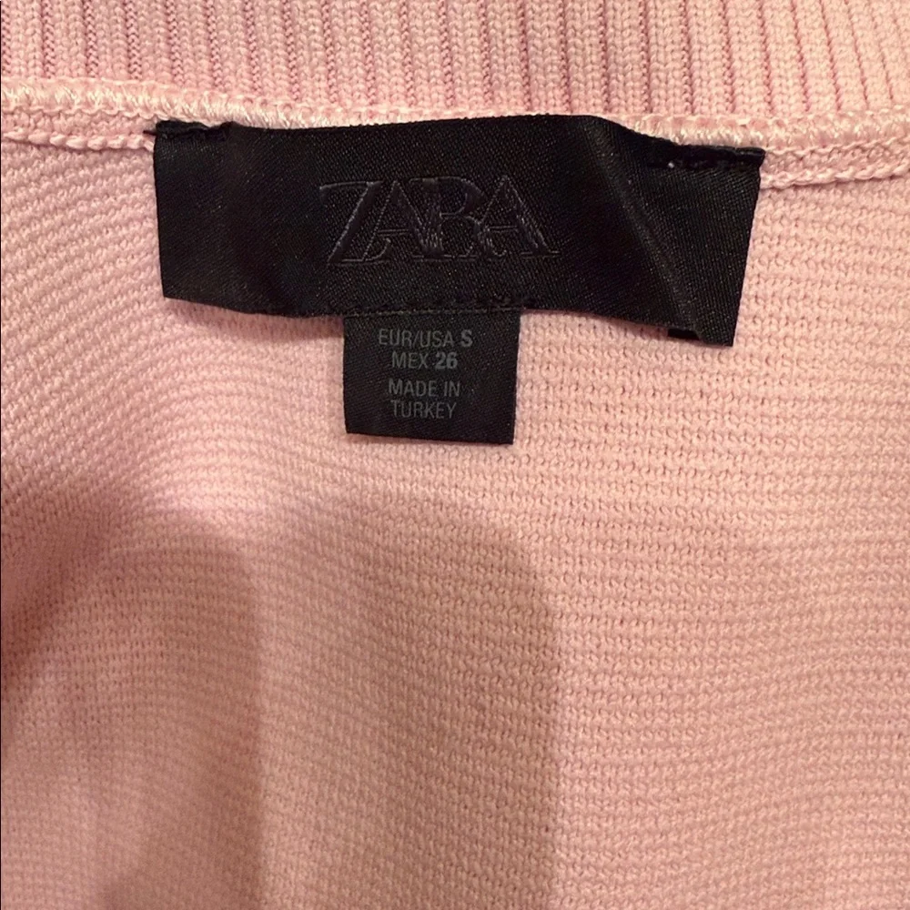Zara Pink Floral Textured Knit Top Cardigan - Picture 5 of 6